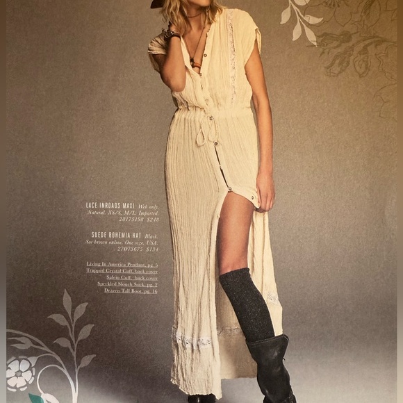 RARE Jens Pirate Booty + Free People lace inroads maxi button down dress sz M/L - Picture 13 of 15